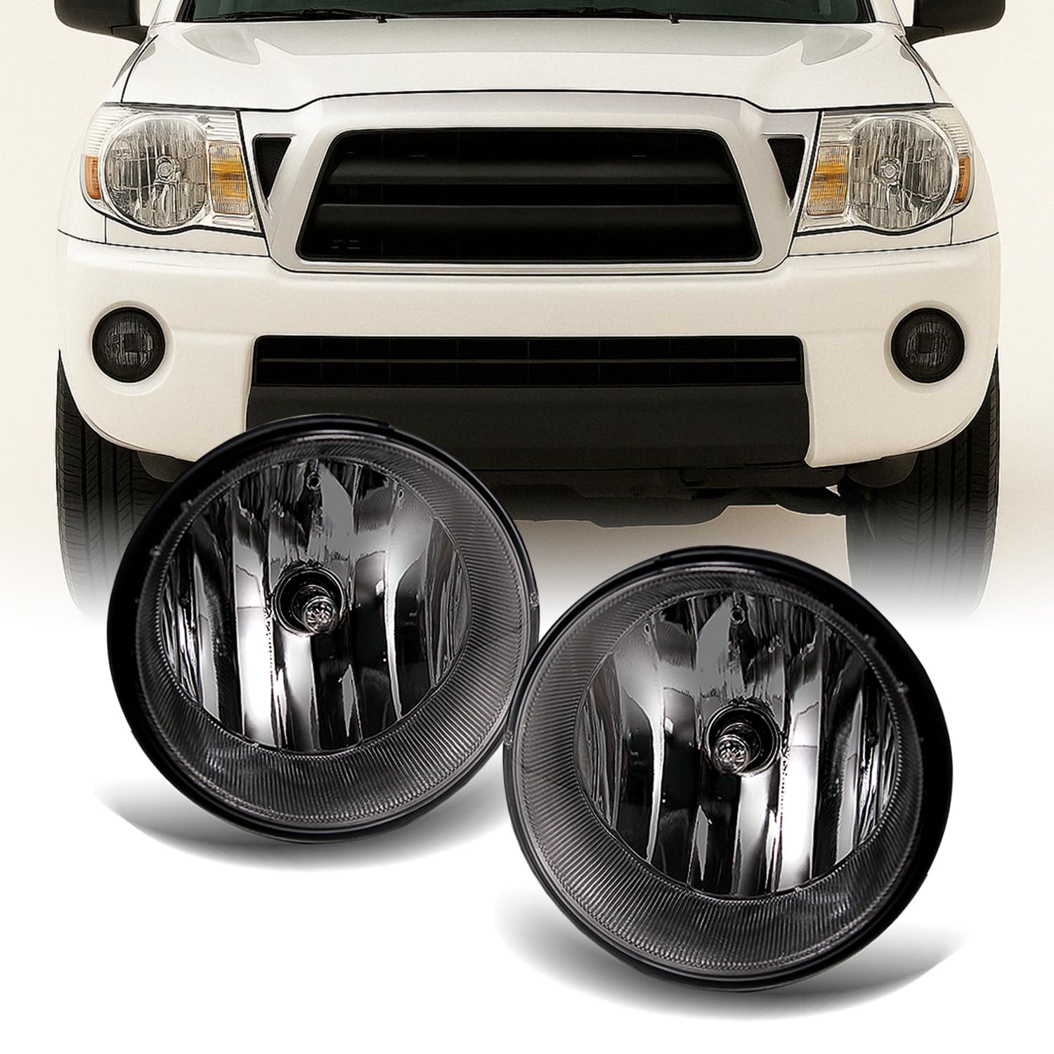 V-Spec Fog Lights For Toyota Tacoma 2005-2011 – Clear Lens, Chrome Housing, Plug-N-Play With Wiring Kit