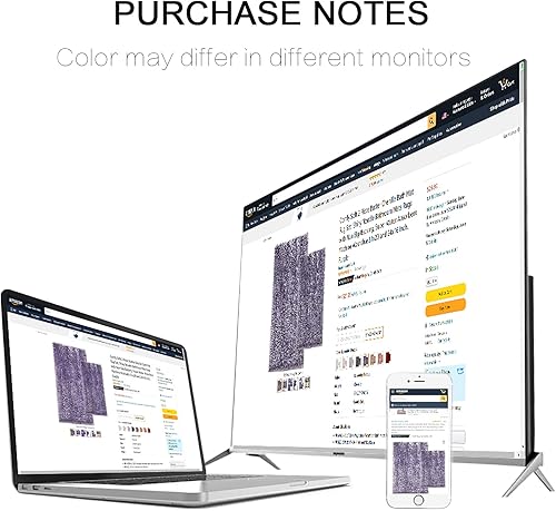 Miniatura 8 de Civkor Juego de 2 alfombras de baño de color morado claro, manteca de chenilla, juego de alfombras de baño con fideos brillantes con respaldo