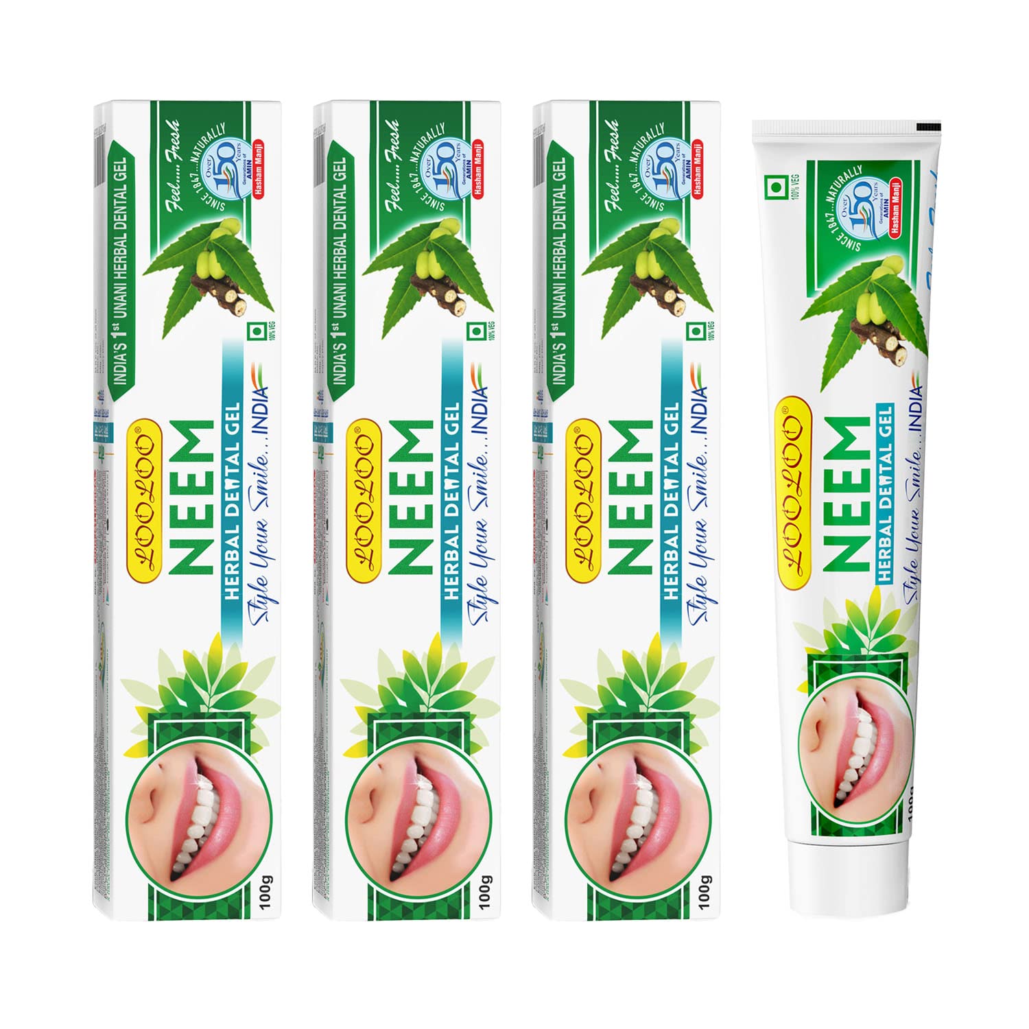 LooLoo Herbal Dental Gel Neem |Herbal Neem Healthy Teeth Toothpaste |Soothes Inflammation Of Gums & Relieves Toothache-Pack Of 3 (100G Each) (B0B9SV2M1N) Amazon Price History, Amazon Price Tracker