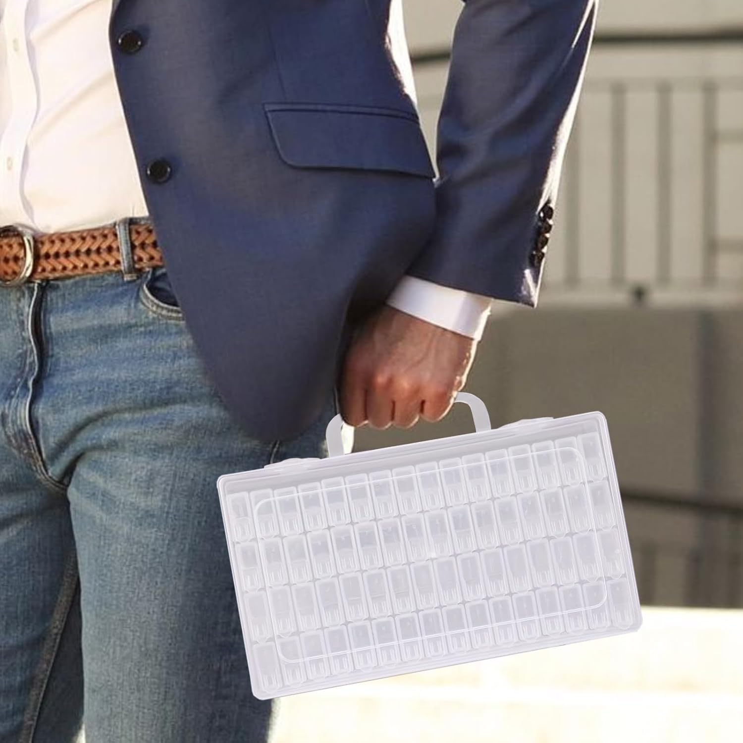 64 Slots Diamond Art Storage Box Transparent Beads Container with Label Stickers Plastic DIY Diamond Painting Storage Box for Diamond Embroidery DIY Craft