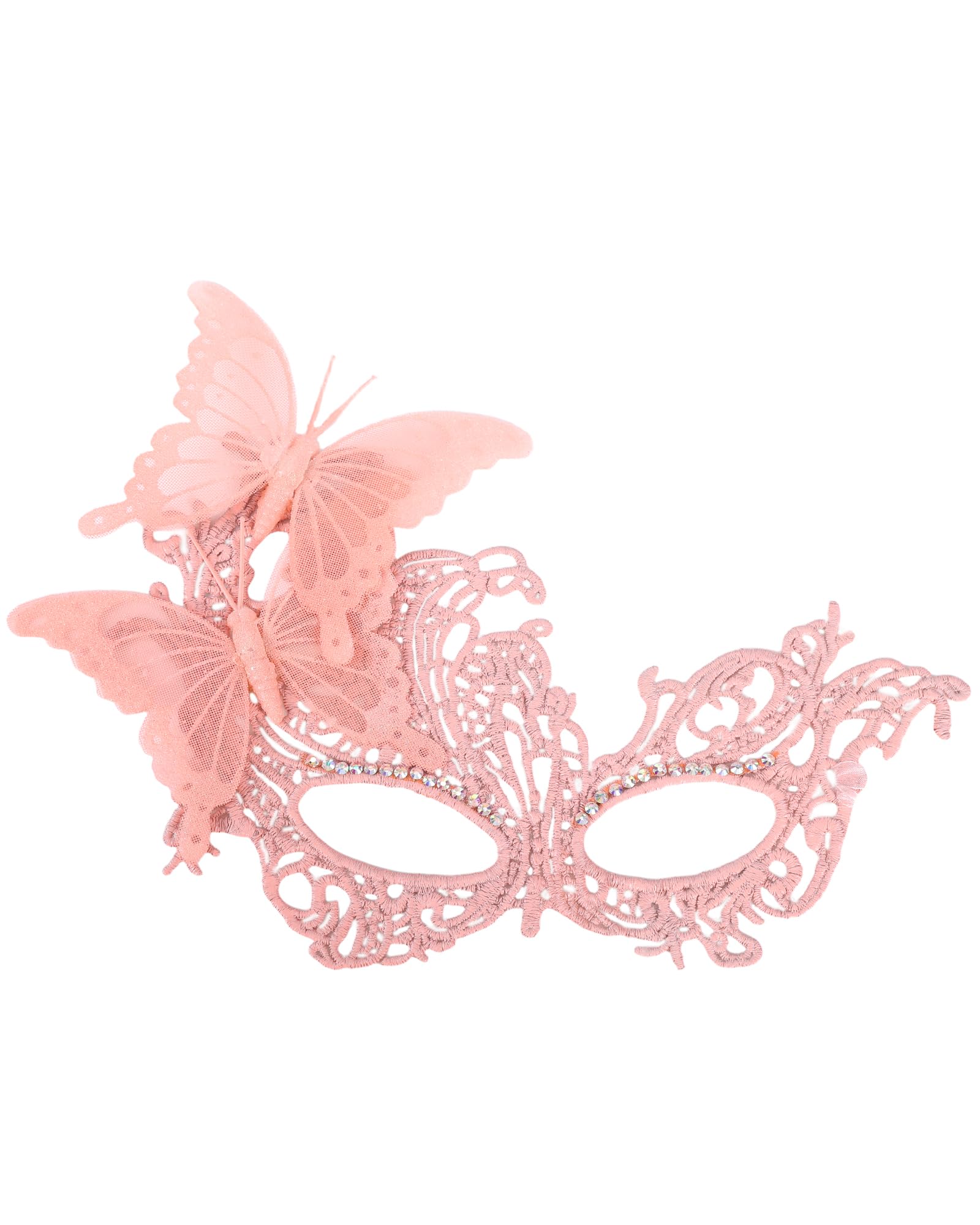 Zinniday Butterfly Masquerade Mask for Women - Pink Glitter Butterfly Eyemask for Women Lady Couples Halloween Renaissance, Elf Mysterious Fantasy Fairy Masks for 1920s 50s Party Renfaire Prom