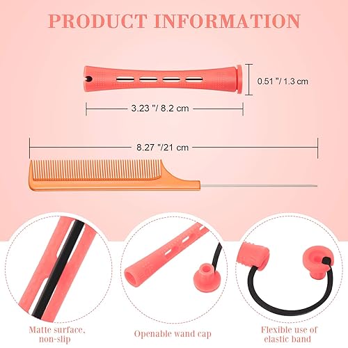 Miniatura 2 de 48 varillas de permanente para el cabello, varillas de onda fría, rizadores de plástico con peine de cola de pinta, peine de cola de rata, para