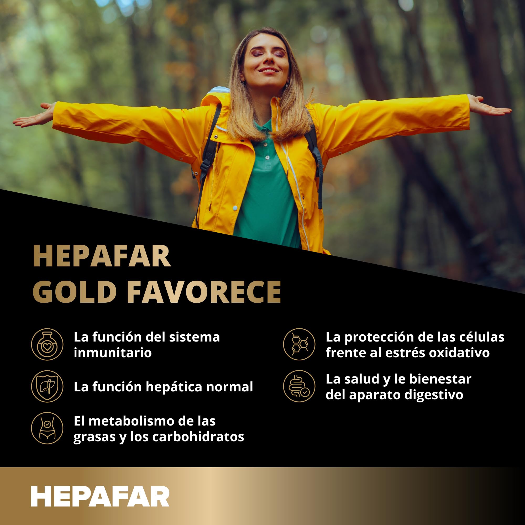 Sensilab Hepafar Gold con Cardo Mariano, Curcuma, Glutation, Colina, Alcachofa, Jengibre, Vitamina E y más - Detox Higado, 60 Cápsulas para 30 Días, Vegano y sin Gluten