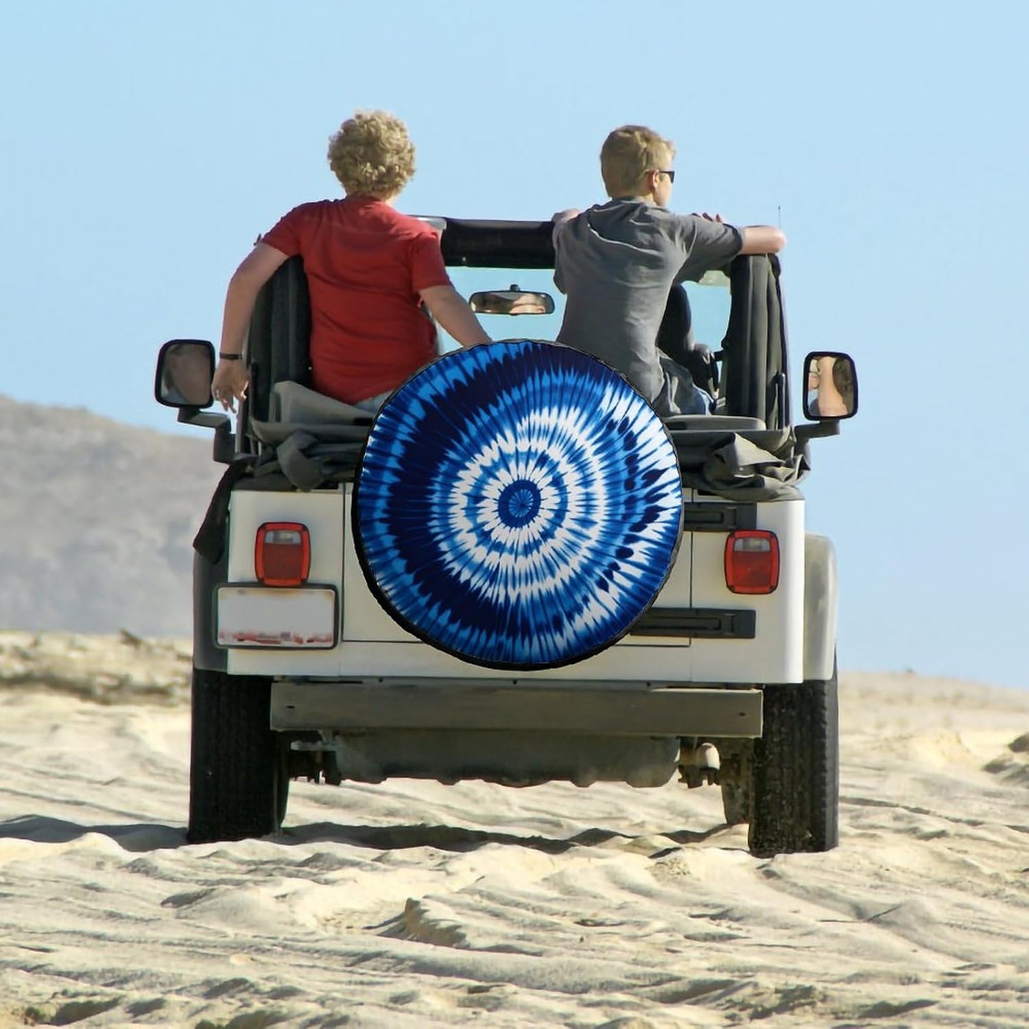Tie-dye Blue Spare Tire Cover 28inch Car Wheel Cover Tough Tire Wheel Covers Fit Trailer, RV, SUV, Truck