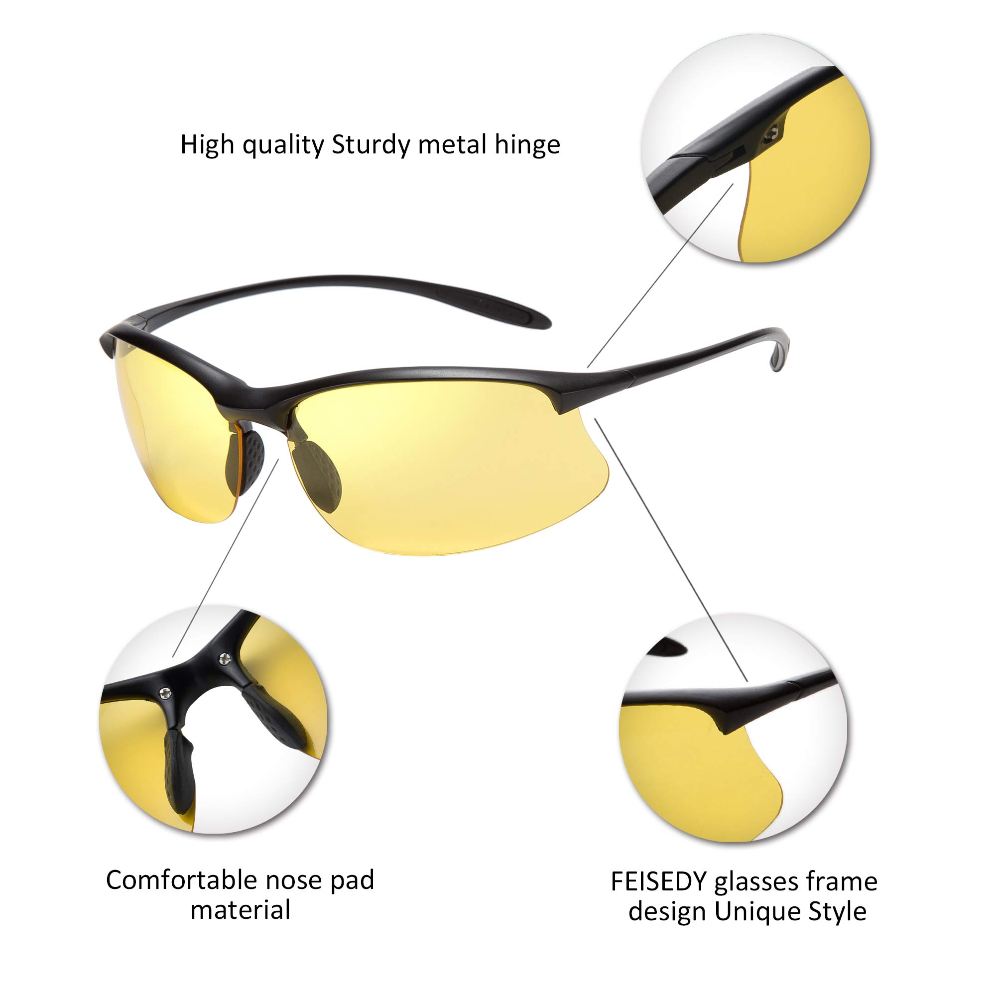 FEISEDY Polarized Night Vision Driving Glasses TR Frame Driver Goggle B2484