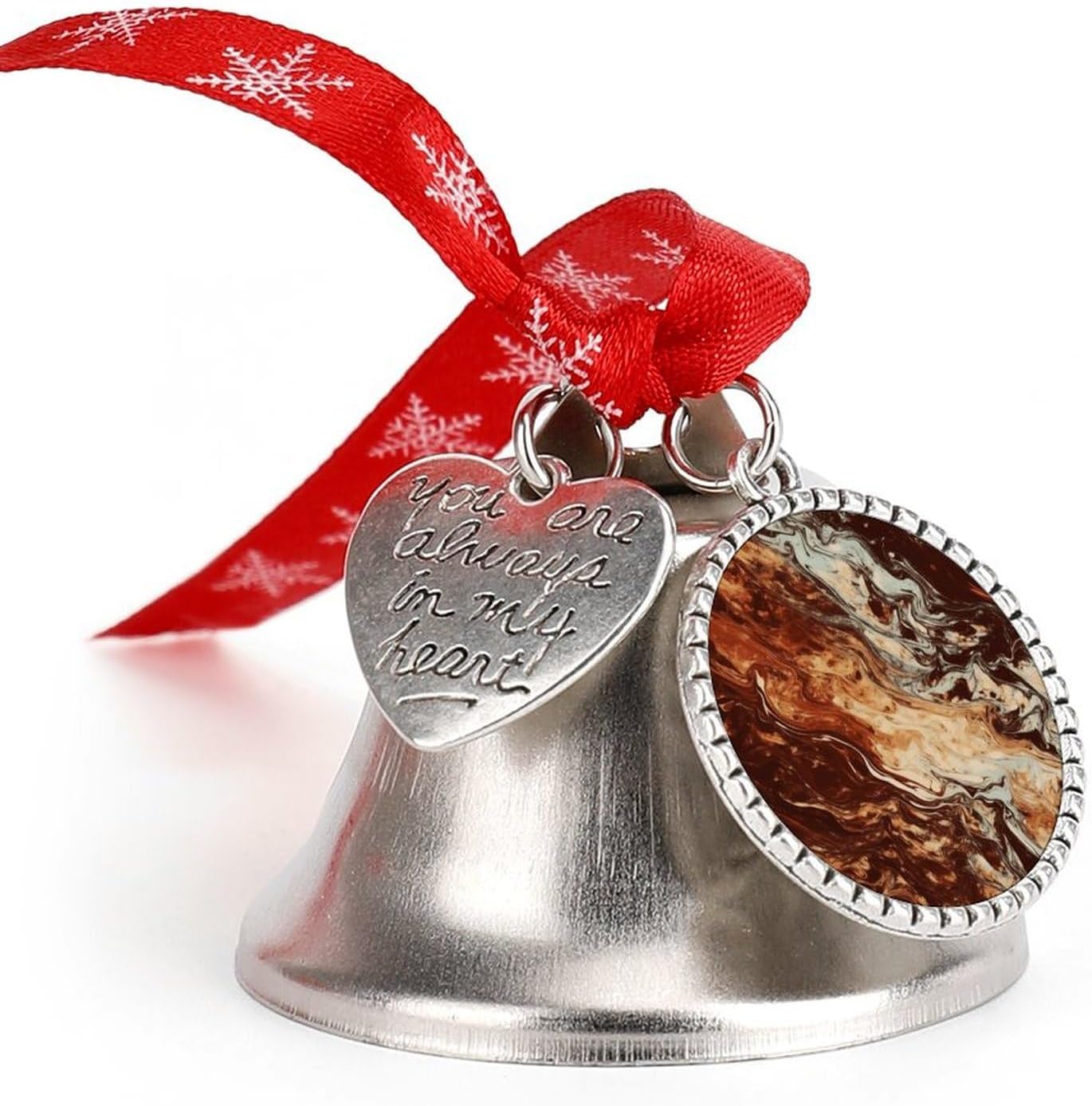 Christmas Decoration Bell, Cute Marble Mixed Brown Printed Jingling Bell Wedding Decorate Christmas Party Decorations Christmas Love Bell for Indoor Outdoor