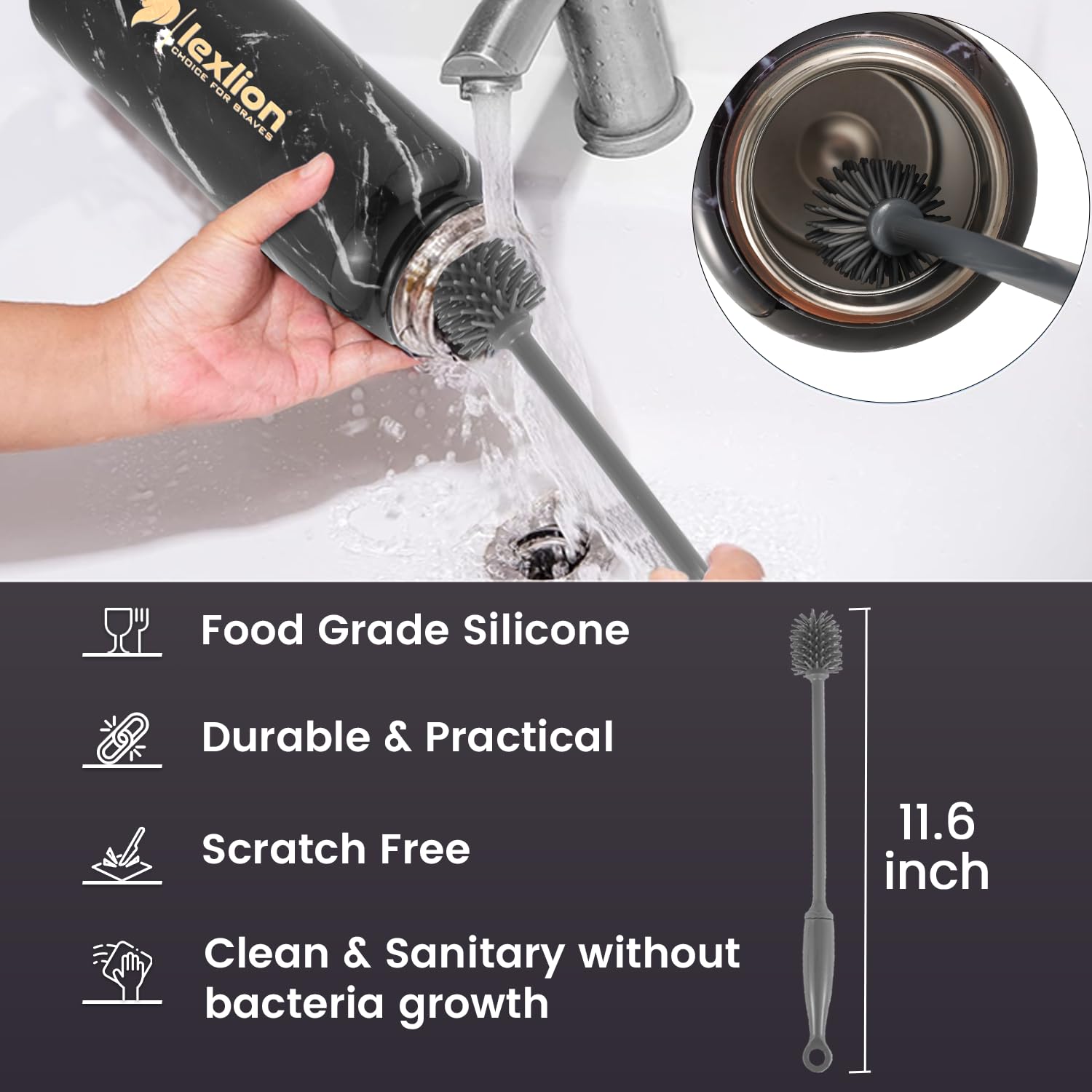 lexlion Tee-Ei Flasche – Frucht-Infuser-Wasserflaschen, 625 ml, dreiwandige, isolierte Edelstahlflasche, Thermo-Blatt-Infuser, Silikonhülle, 3 Deckel, auslaufsicher, Metallbecher