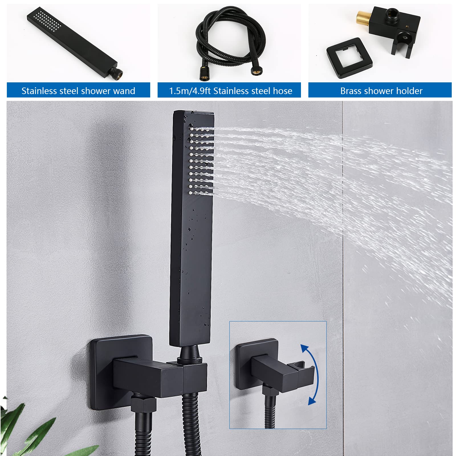 Shower Mixer Tap Set, Bath Tap with Shower Rainfall Bath Shower Filler ...