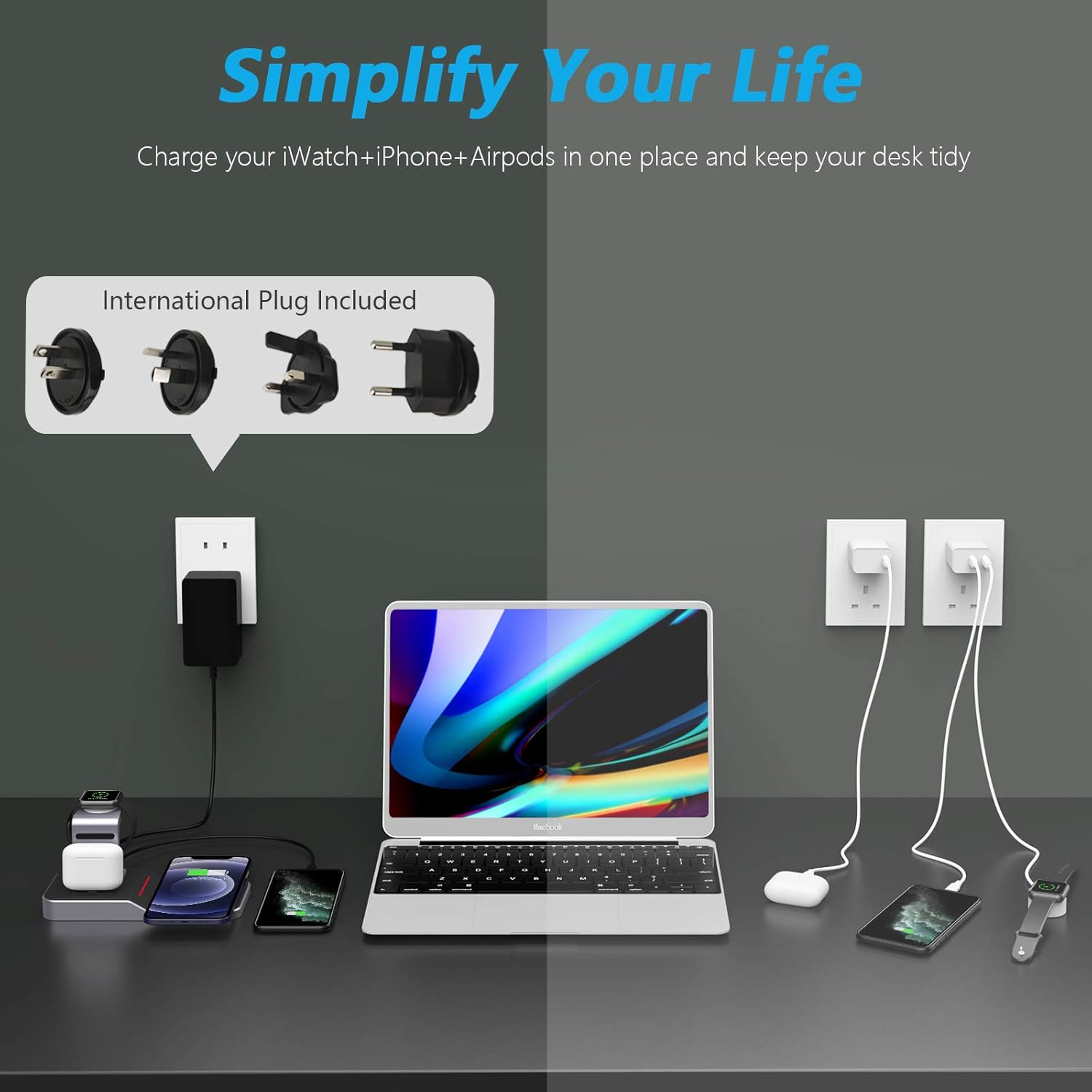 One-Day Sale: Up to 50% Off Mangotek Wireless Charger iPhone Apple Watch and AirPods Charging Station, 3 in 1 Wireless Charger Stand Pad Qi Fast Chargers Dock for iPhone 11/12/11 Pro/SE 2020/XS Max/XR/X/8/8Plus/iWatch/Airpods