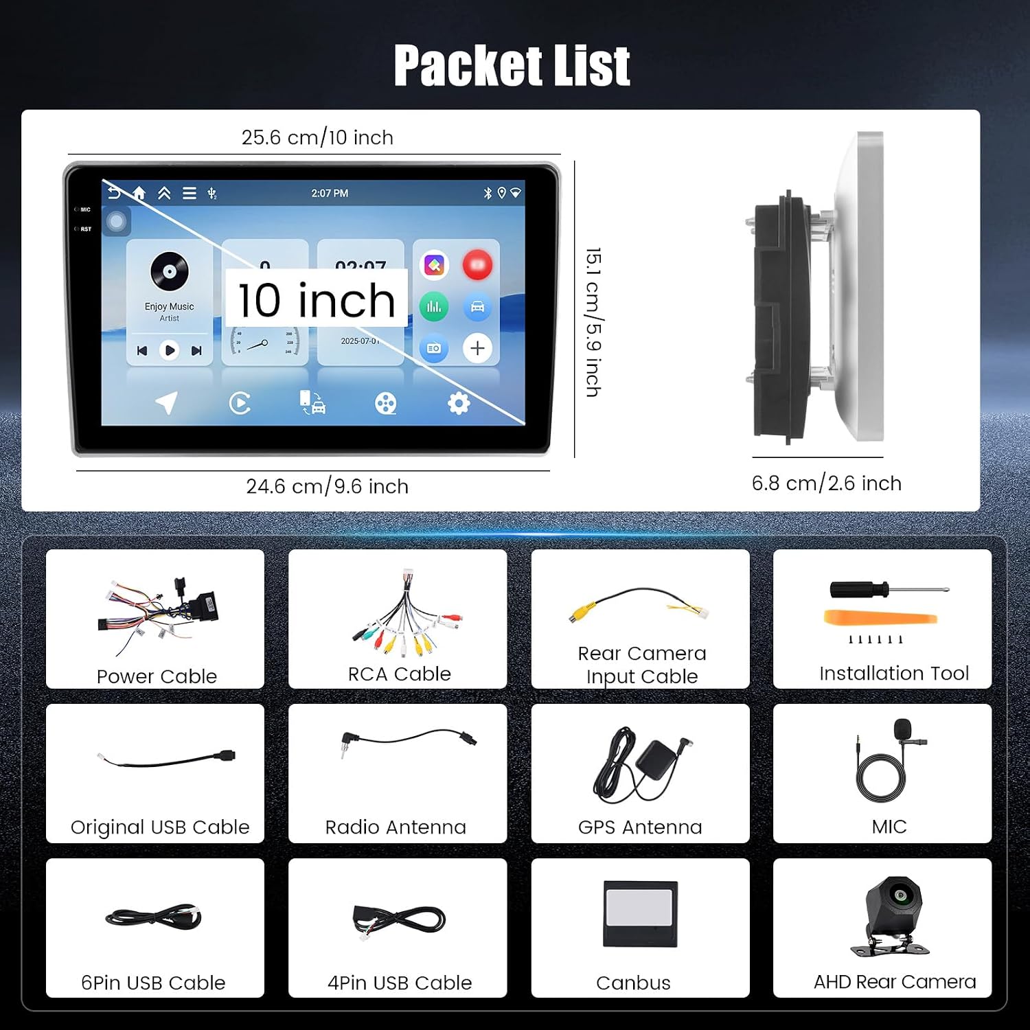 [4+128G] Hikity Android Car Stereo for Chevrolet Chevy Silverado 2007-2012, 10” Incell Touchscreen Radio CarPlay/Android Auto, Bluetooth, GPS Navigation, WiFi, FM/RDS + AHD Backup Camera