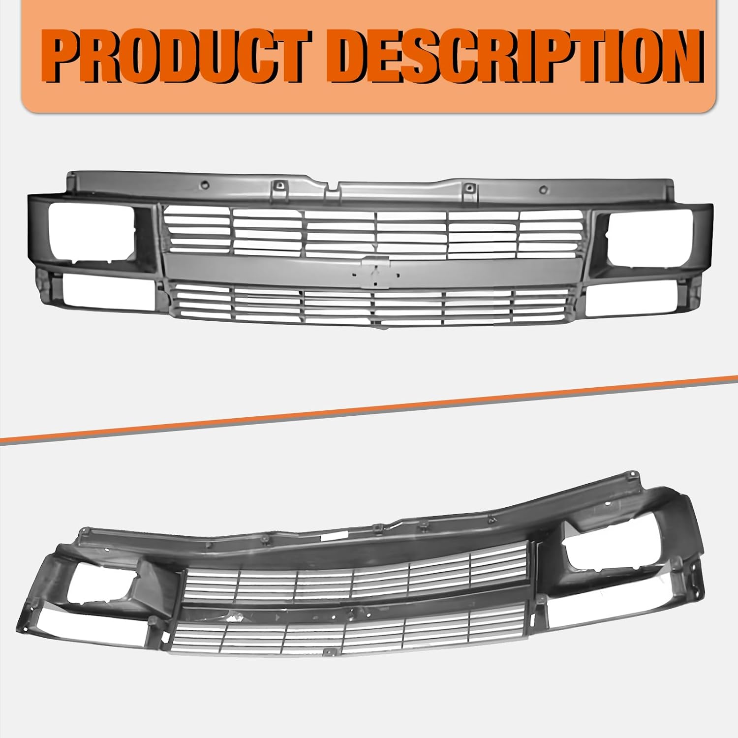 CarPartsDepot Front Grille Grill w/o Center Bar w/Gray Shell And Insert Compatible With 1995-2005 Chevy Astro w/Sealed Beam Headlight Holes
