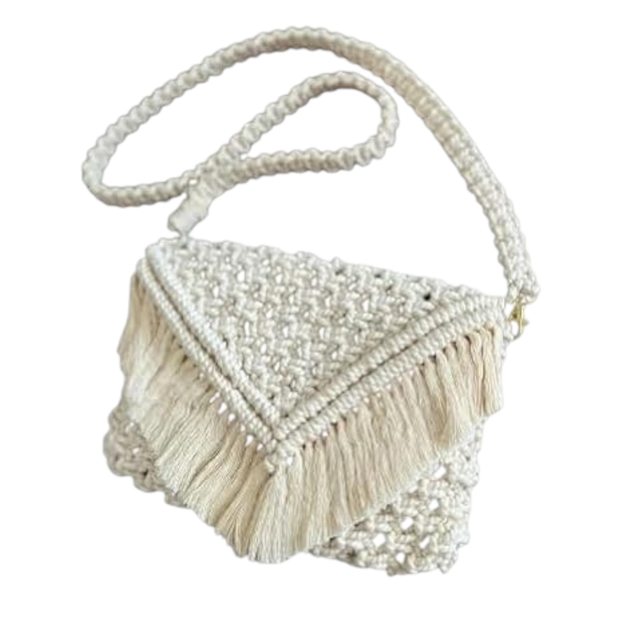 Women's Handmade Macrame Bag - Boho-Chic Cotton Crossbody Tote With Tassels, Eco-Friendly, Stylish Shoulder Bag For Everyday Use Collection With Zipper [Mcb-17], Beige-image-6
