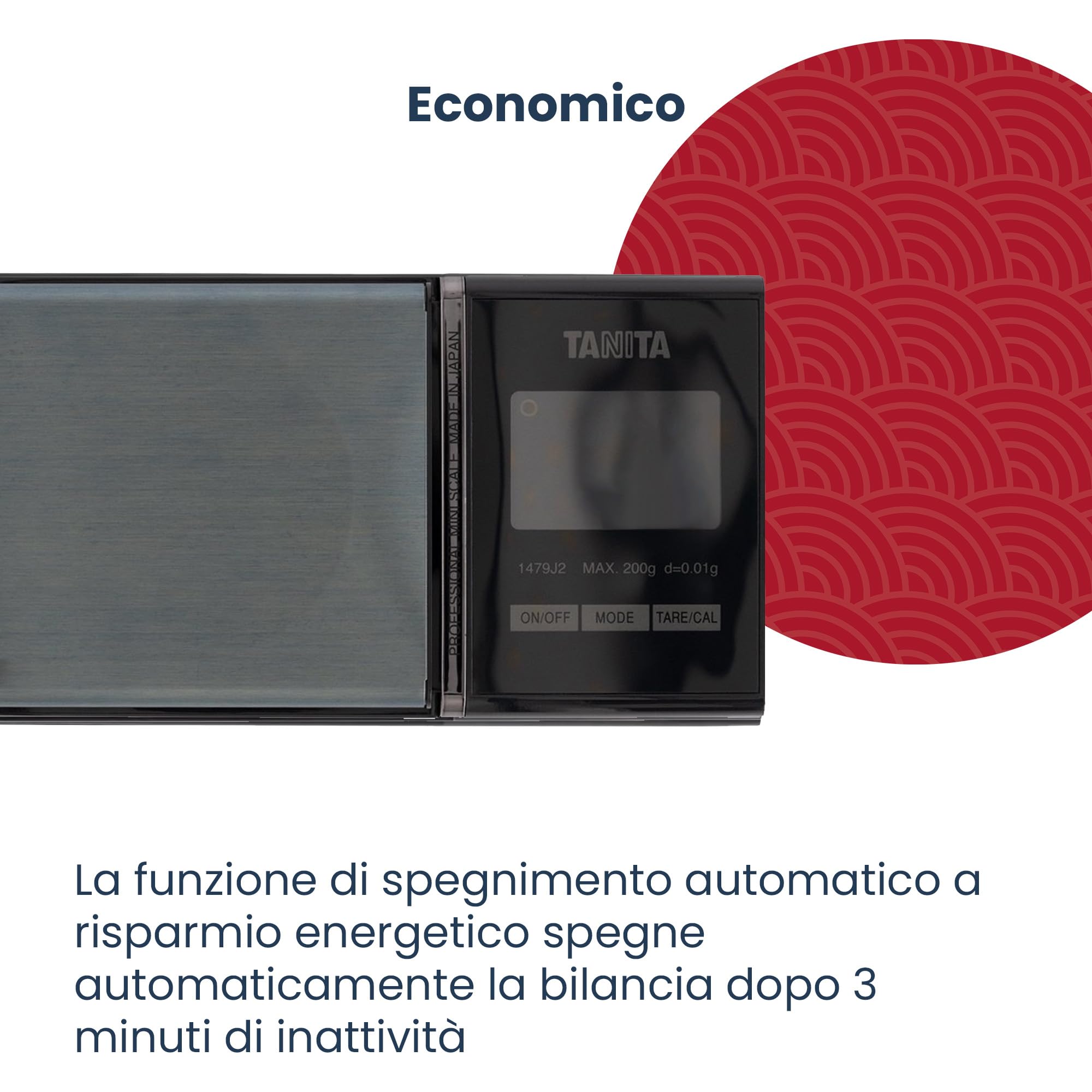 Tanita - 1479J2, Bilancia di precisione professionale, Capacità 200 g, Precisione 0,01 g