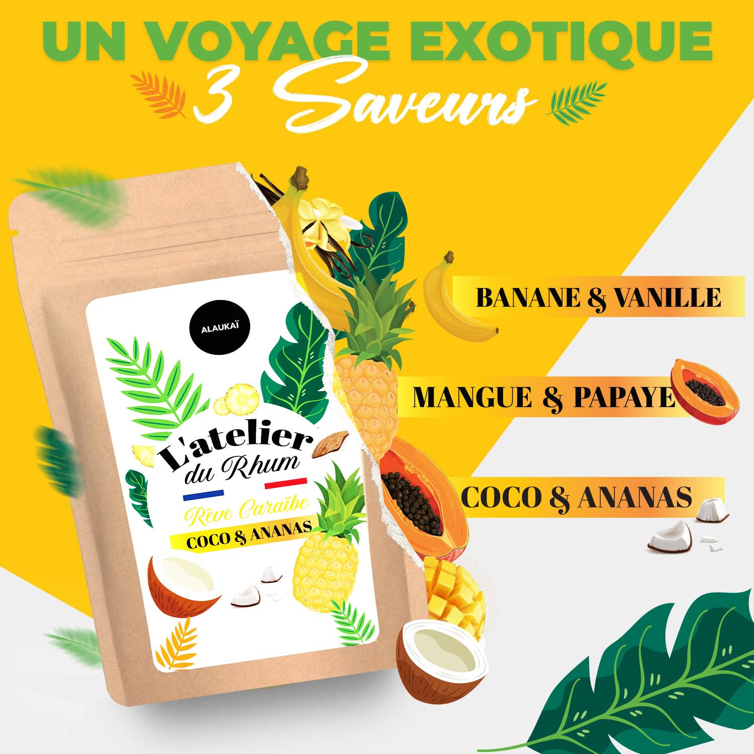 Kit Rhum Arrangé | 3 Nouvelles Saveurs Tropicales | Coffret Cadeau Rhum | Fabriquer Votre Rhum Maison DIY | Idées De Cadeaux Hommes & Femmes | Fabriqué en France - Ingrédients de qualité