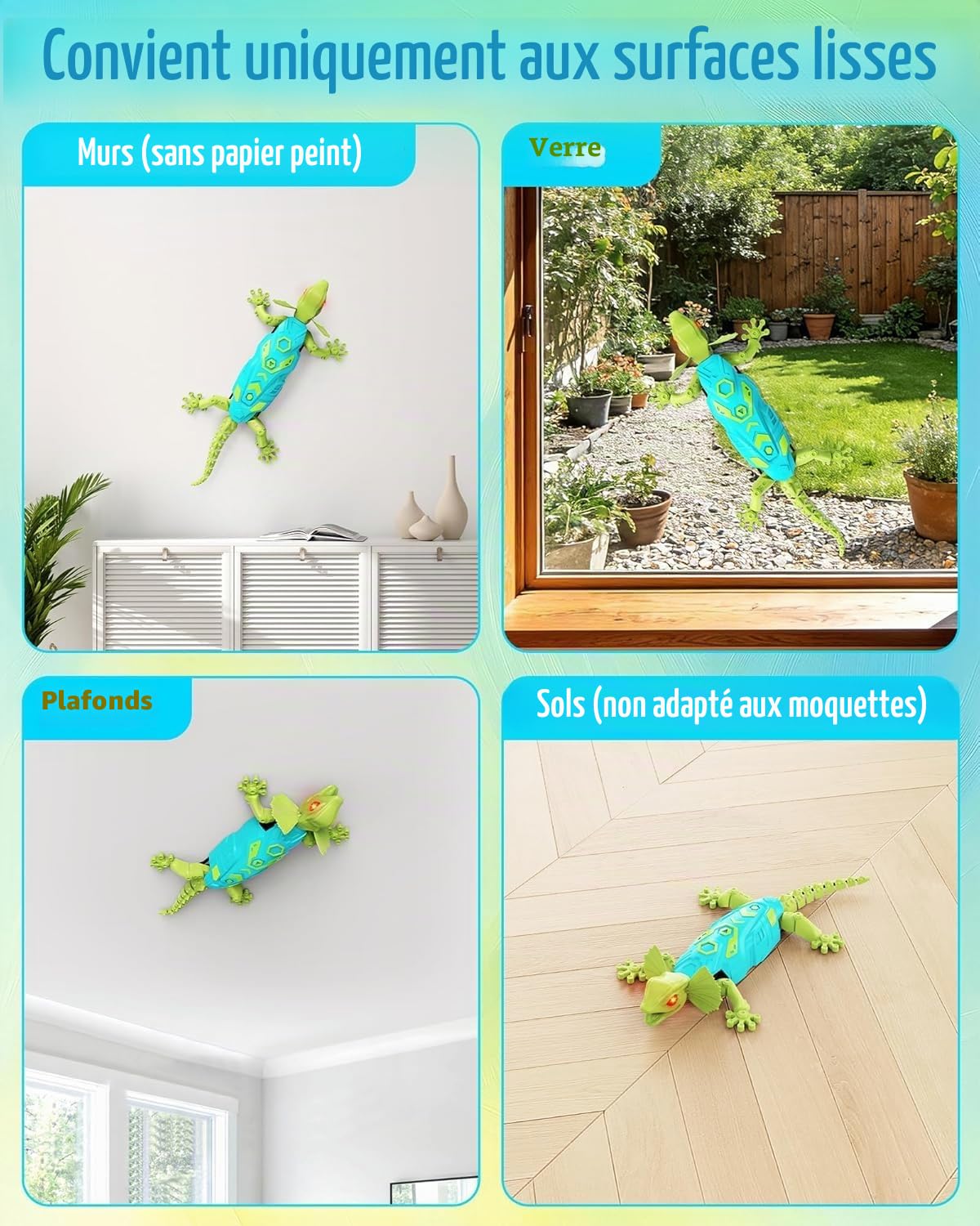 Kizmyee Lezard Télécommandé - Rechargeable Grimpeur Gecko Radiocommandé Jouet Enfants avec Yeux Lumineux, RC Robot Jeux Cadeau Pâques pour Garçons et Filles 3+ Ans