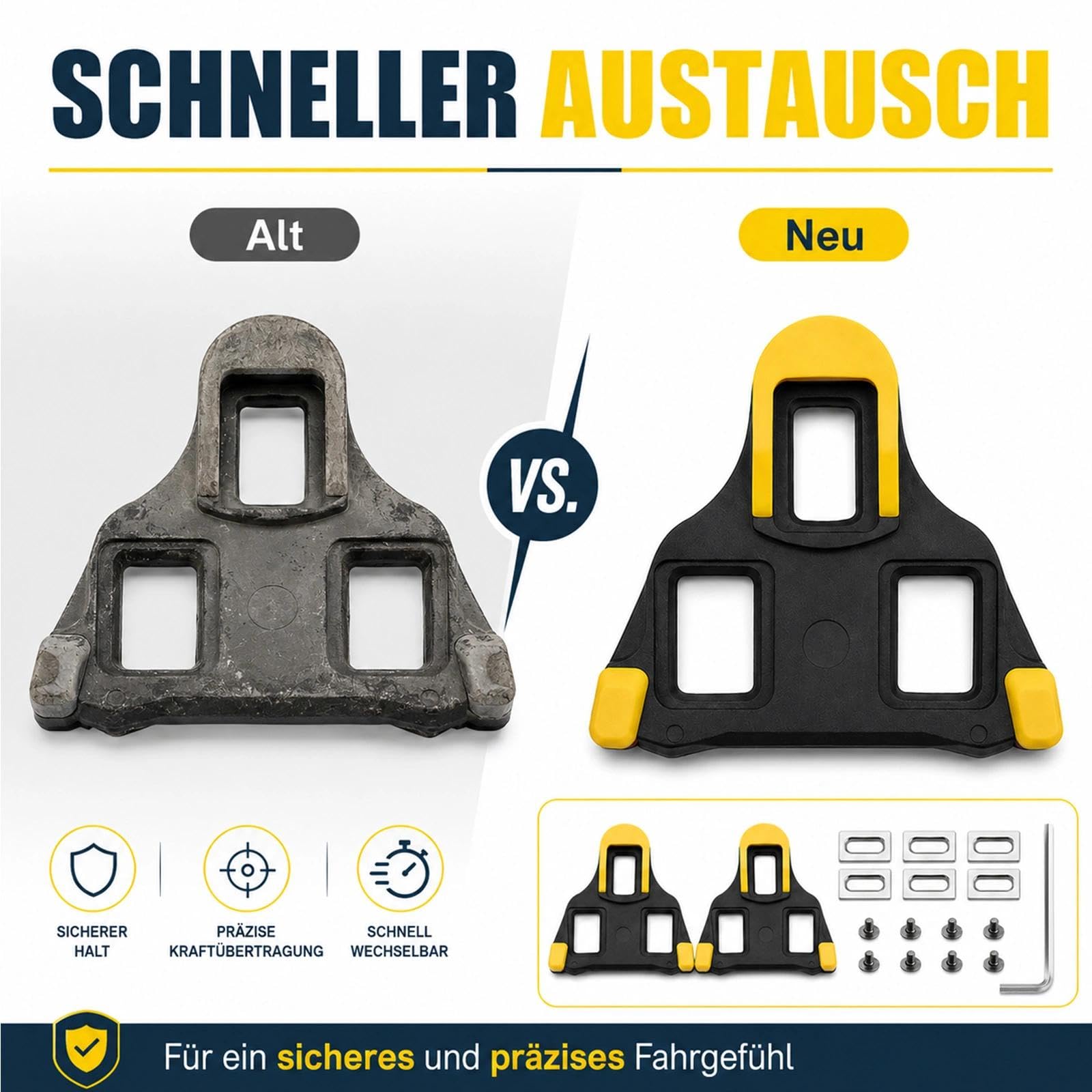Tacchetti per bicicletta compatibili con sistemi Shimano SPD SL e Look Keo, tacchetti per bici da corsa con galleggiante a 6 gradi, set di tacchetti antiscivolo per pedali per bicicletta per interni
