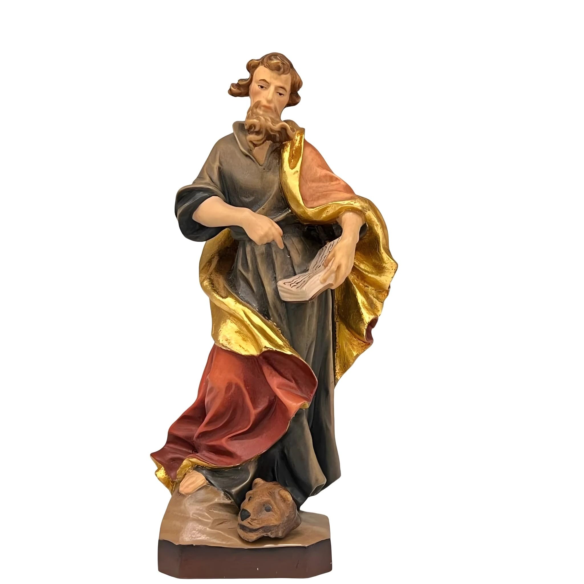 Saint Marc l'évangéliste 30 cm cadeau d'art en bois coloré fait main