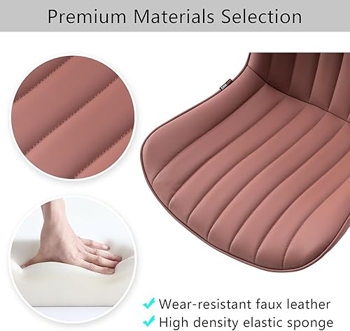 Miniatura 8 de YOUNIKE Silla de oficina giratoria con ruedas, tapizada de piel sintética, altura ajustable, respaldo ergonómico moderno sin brazos, color morado y