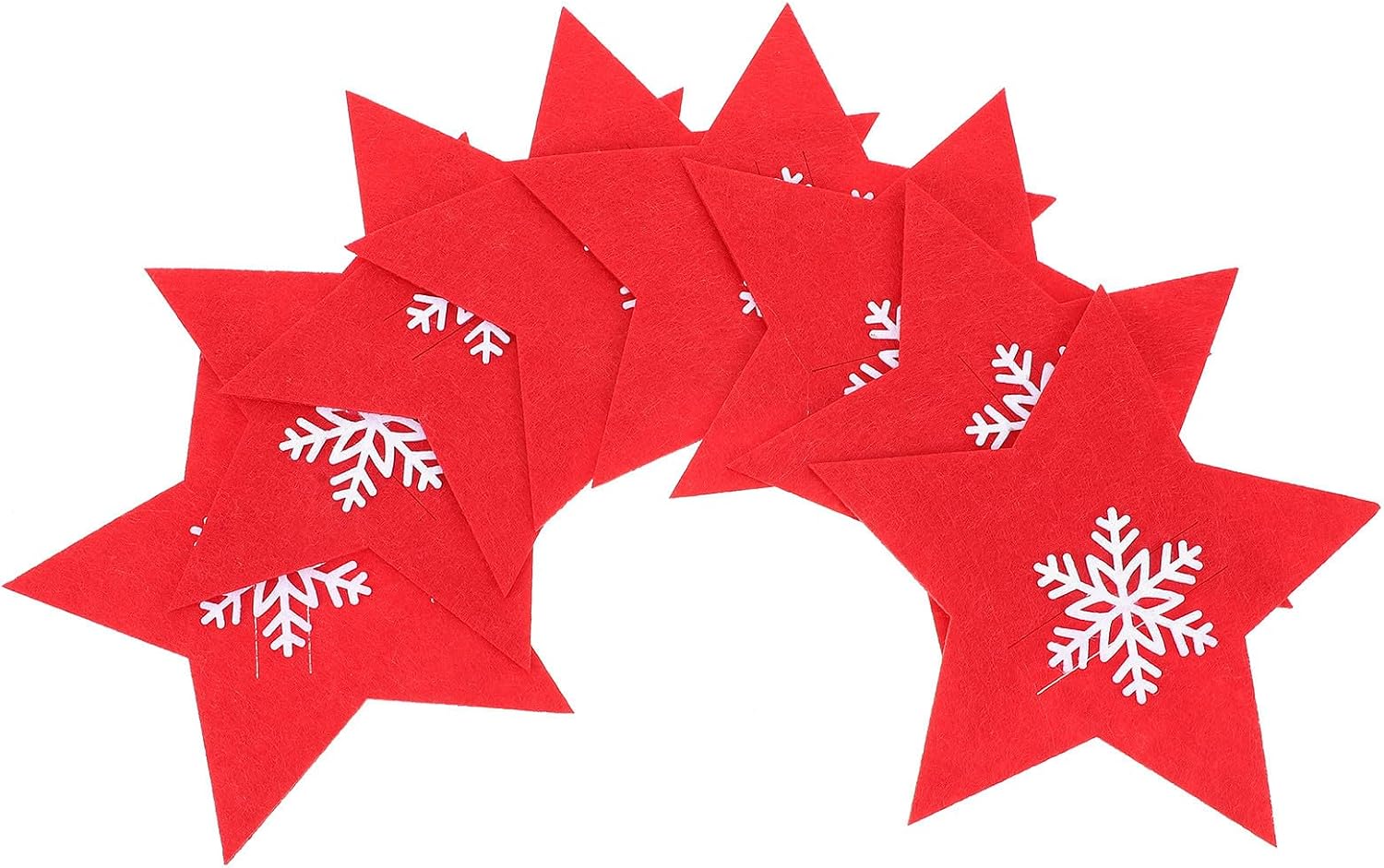 Gadpiparty Xmas Five Pointed Star Christmas Cutlery Bag, 8pcs Red Cloth
