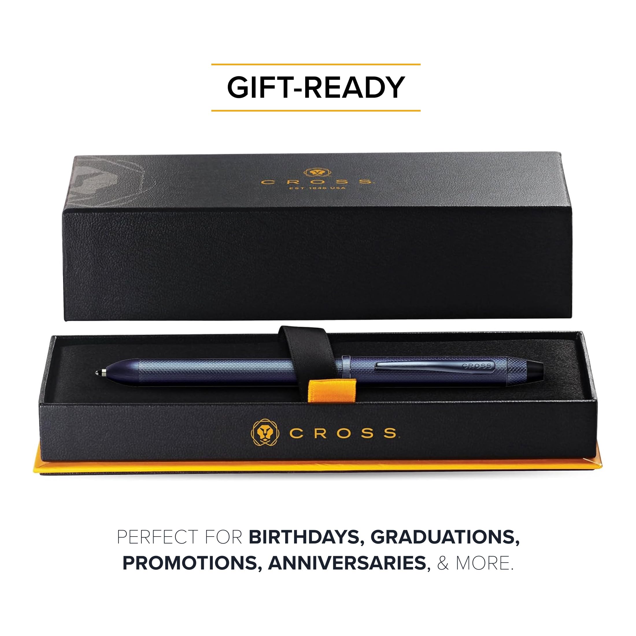 Cross Tech 3+ - Penna multifunzione (confezione regalo, portamine, penna a sfera, gomma/tappo), colore: Blu