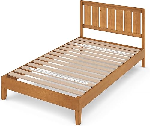 Miniatura 76 de Cama plataforma de madera sólida de lujo Zinus 12 pulgadas con cabecero de cama/no necesita resortes/soporte de madera con listón/acabado expreso