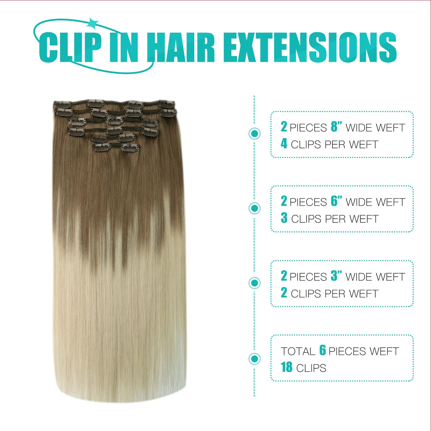 SURNEL Extensiones Clip Pelo Natural 100g 35cm 6 Piezas Castaño Chocolate Extensiones De Clip De Humano Real Extensiones Pelo Natural Remy (C#4-35cm) — view 108