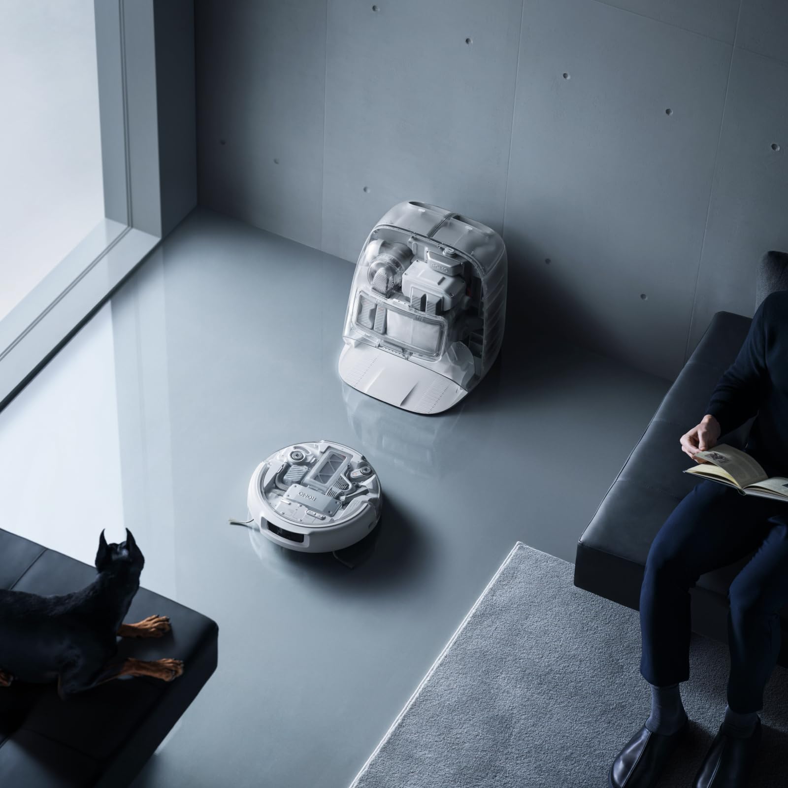 DJI ROMO P Robot Aspirateur Laveur, Aspiration Puissante 25 000 Pa, Détection d'obstacles de Niveau Drone, Nettoyage et séchage Automatique des serpillières, Anti-Enchevêtrement Poils d'animaux