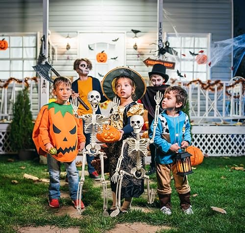 Miniatura 6 de HBSTK Paquete de 2 jonints movibles de esqueleto de Halloween de 40 pulgadas de cuerpo completo para decoración de Halloween