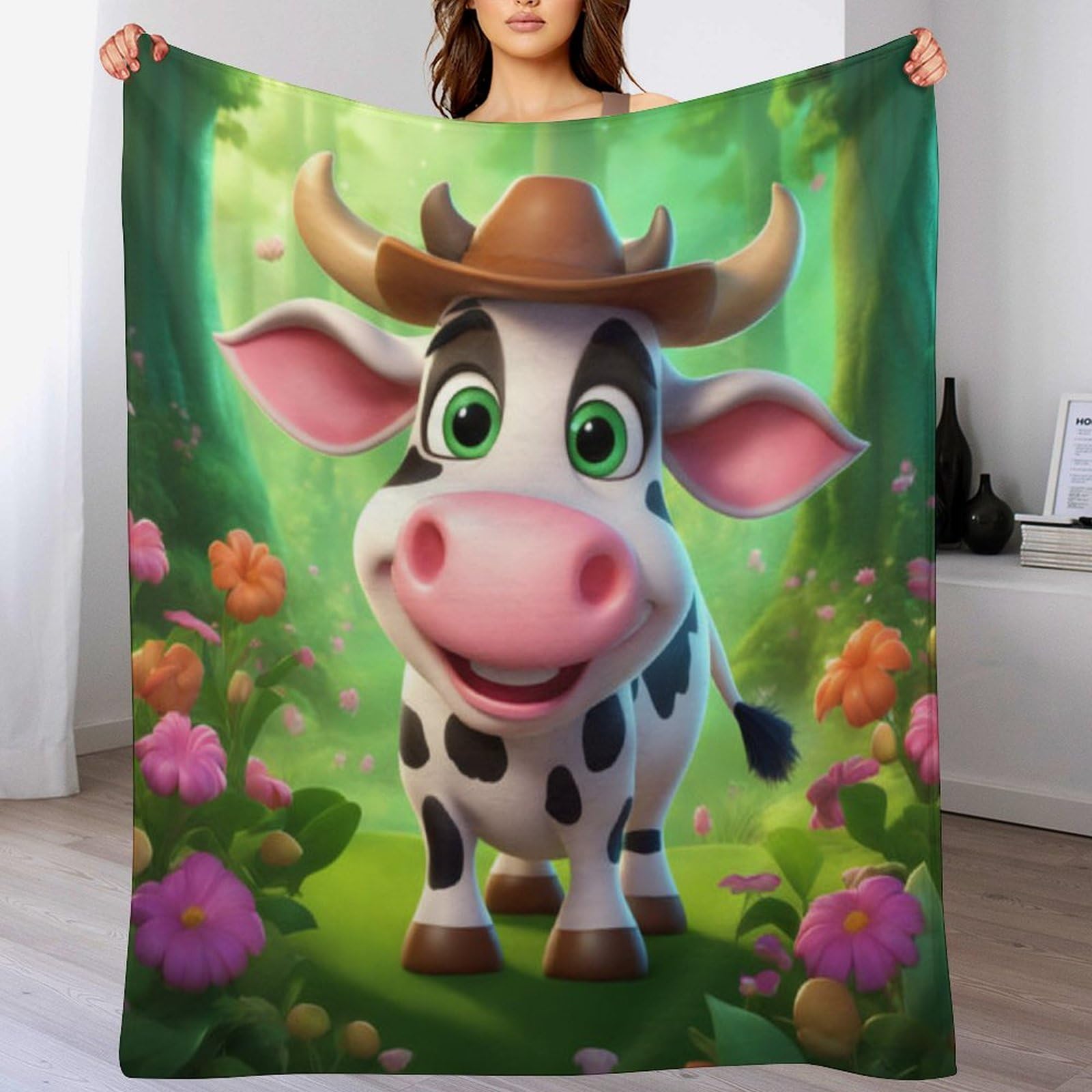 Manta de vaca manta calida para sofa que evita el frio en el salon