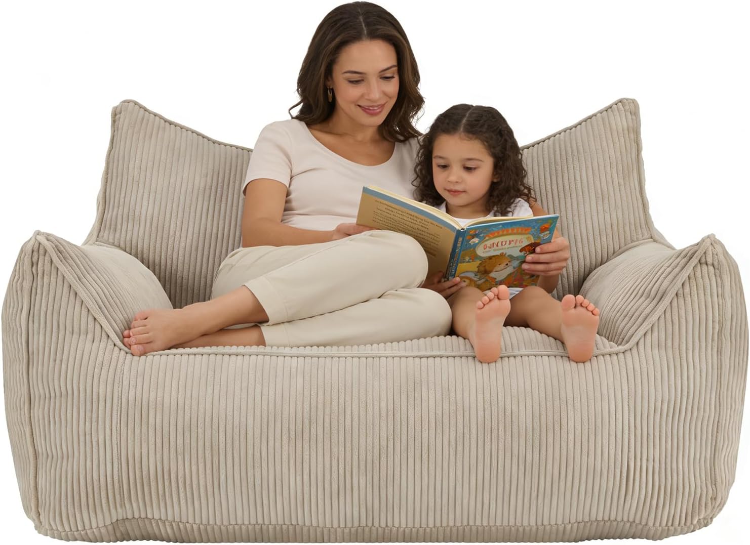 MOJAY Giant Bean Bag Chair, Oversized Plush Fluffy Lounge Chair with Filling, Comfy Stuffed Sofa with Backrest for Adults and Teens, Cozy for Gaming, Reading and Relaxing in Bedroom or Living Room