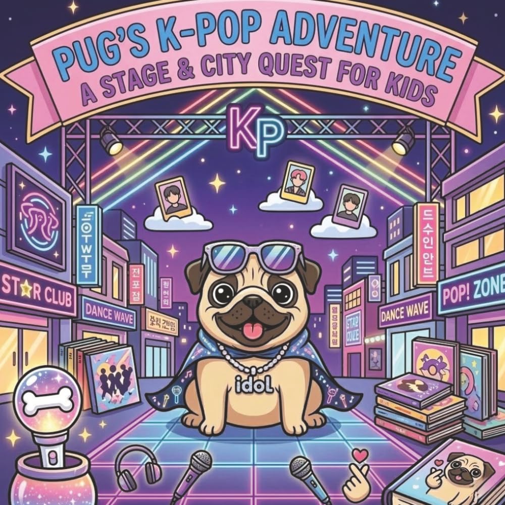 Pugs K-Pop Adventure: A Stage and City Quest for Kids: Pug’s Adventures in Seoul with Bold and Easy Pages, Korean Food, Fashion, and Music Fun (The Chubby Pug Adventures Coloring Series)