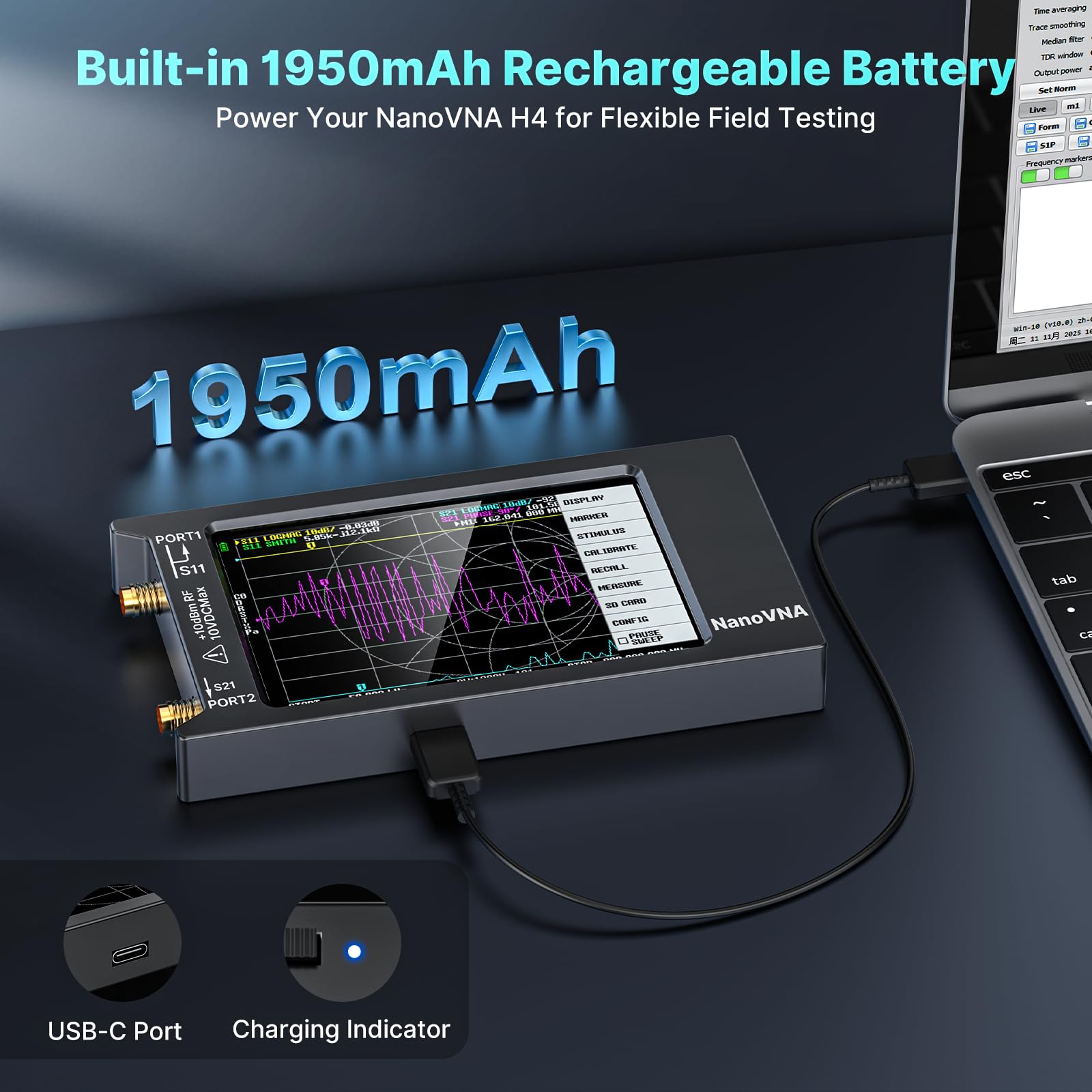 AURSINC Vector Network Analyzer 10KHz -1.5GHz V3.4 HF VHF UHF Antennen-Analyzer Messung S Parameter, Spannungs-Standwellenverhältnis, Phase, Verzögerung, Smith Chart