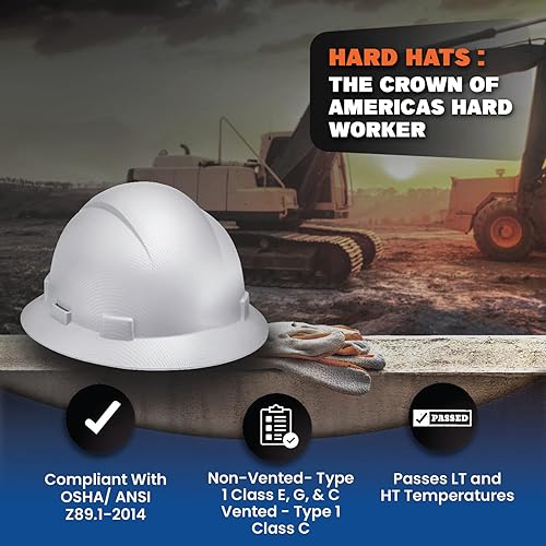 Miniatura 5 de ACERPAL - Casco duro para trabajos de construcción aprobado por la OSHA, de ala completa, aprobado como seguro para el trabajo, con diseño de fibra