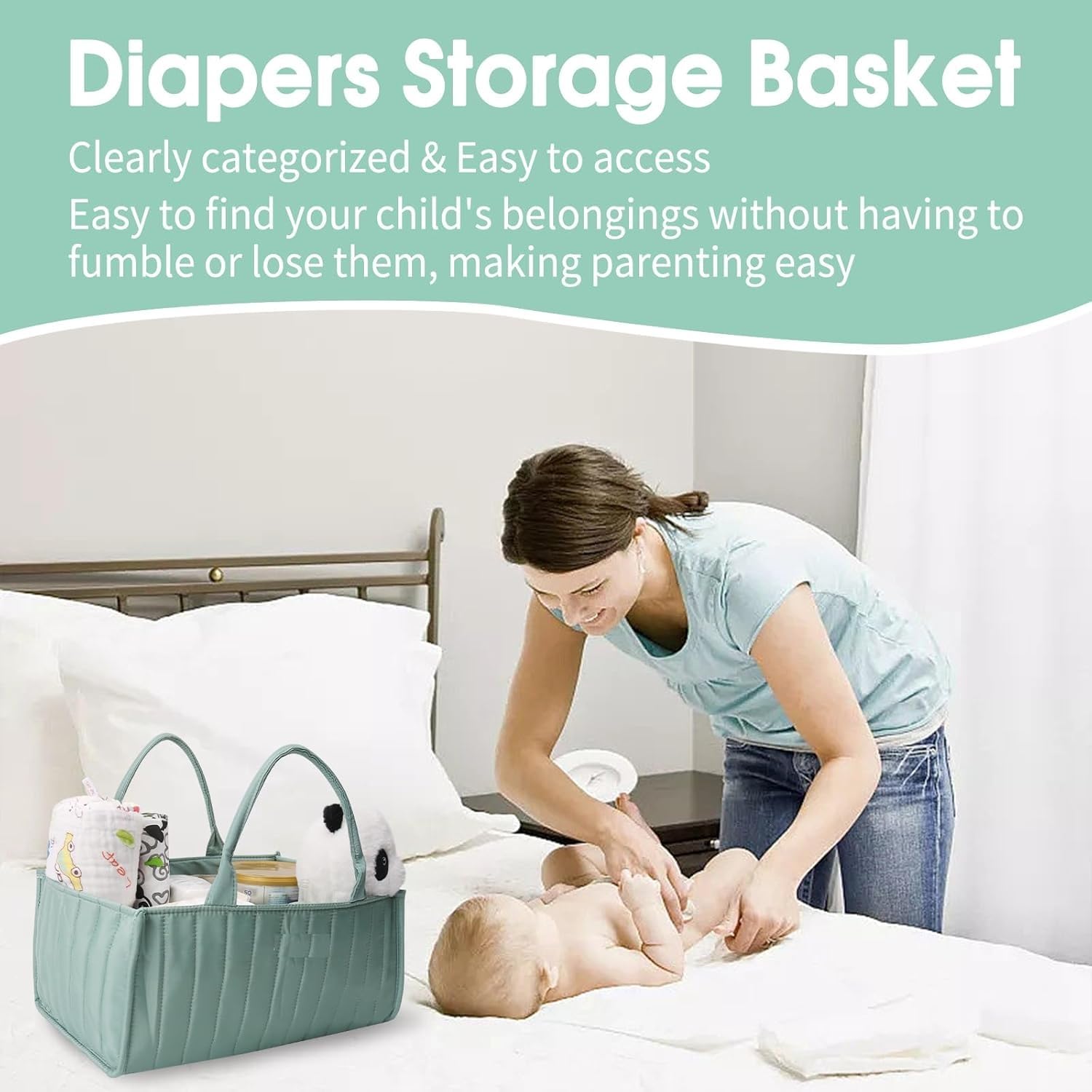 Clefairy Baby Diaper Caddy Organizer, Soft Nursery Storage Basket for Changing Station Girl and Boy - Baby Registry Must Haves, Newborn Essentials - Gift for Baby Shower, Car Caddy Organizer - Image 8 thumbnail