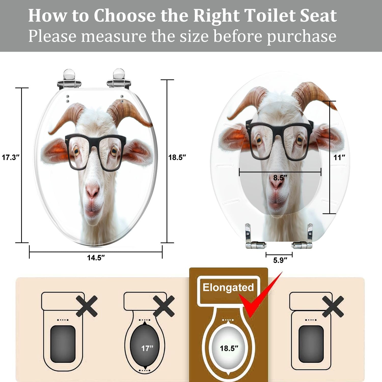 Sedile WC allungato per bagno