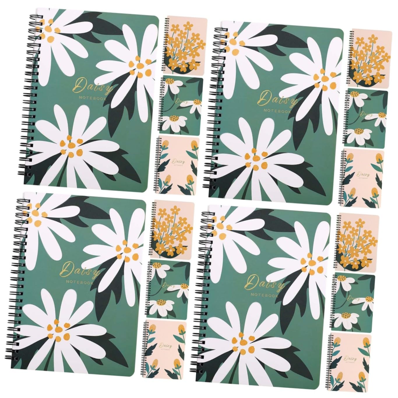 Angoily 4 Pièces Cahier à Spirale Floral Notes Pratiques pour Étudiants pour Prendre des Notes et Journaliser