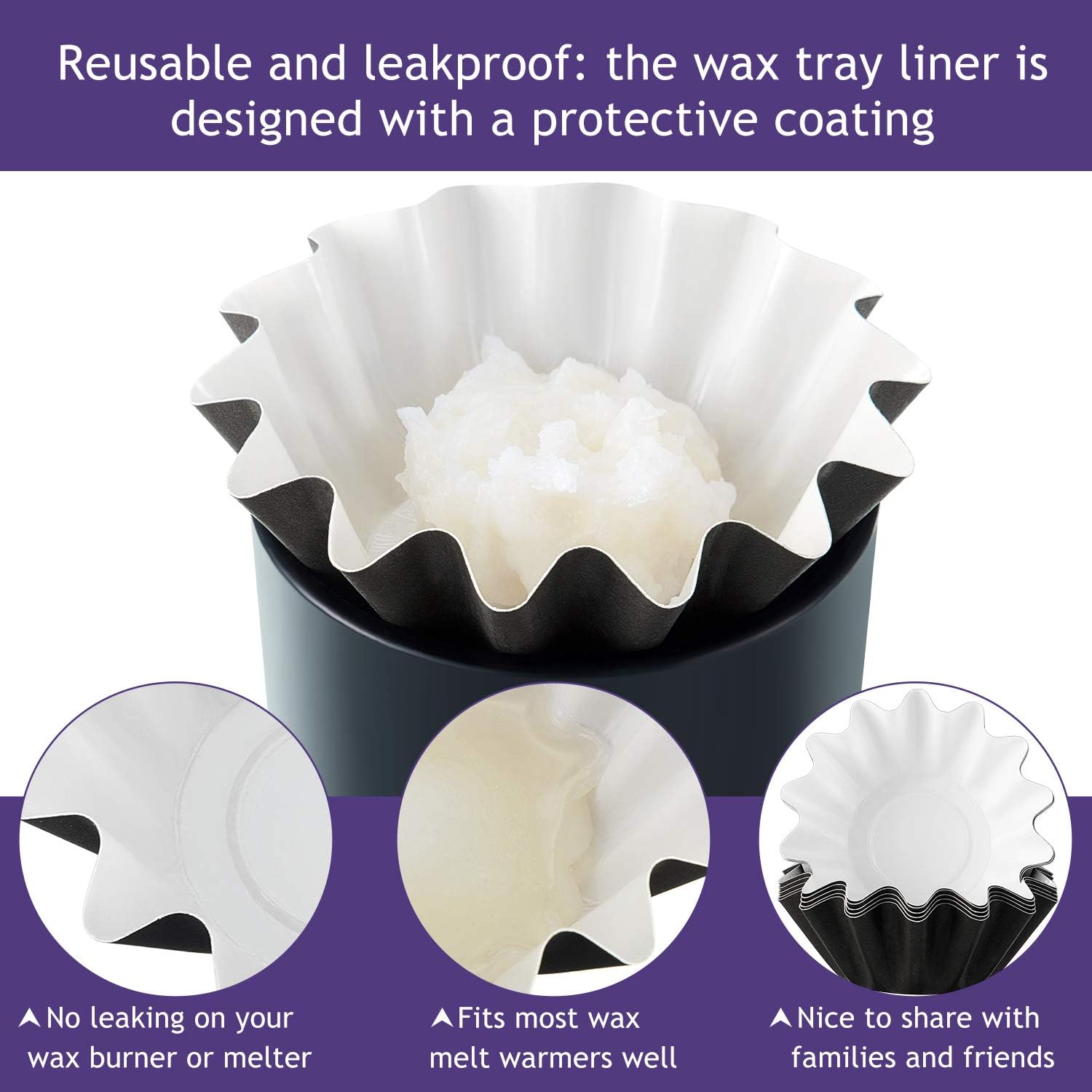 Boao Wax Melt Liners Reusable Leakproof for Any Wax Cubes Waxes Warmer Containers Cups for Scented Candle Plug in Warmers Electric Waxes Melters Burner(White,25 Pieces)