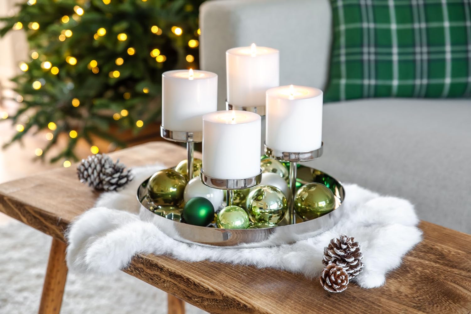 EDZARD Adventskranz Marbella (Ø 31 cm, H 16 cm), Edelstahl