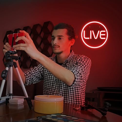 Miniatura 5 de Lumoonosity Letrero de neón en vivo, luz LED roja para transmisoresinfluenciadoresjugadores, transmisióngrabación de letreros de neón en vivo para