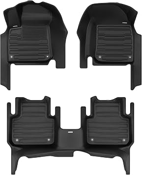 TuxMat - for Porsche Cayenne 2019-2027 Models - Custom Car Mats - Maximum Coverage, All Weather, Laser Measured - This Full Set Includes 1st and 2nd Rows