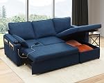 DURASPACE Sofa Bed Pull Out Sleeper Couch 2 in 1 Convertible Sectional Sofa with Double Storage Chaise,USB, Cup Holder, U Shaped Sectional Couches for Living Room (Beige)