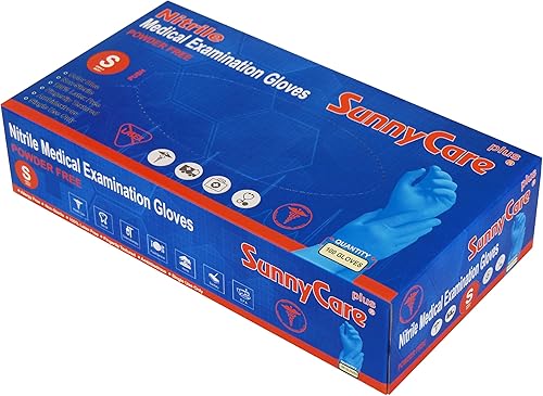 Miniatura 2 de SunnyCare 1000 8201 Guantes de nitrilo azul para examen médico, sin polvo, clasificados quimioterapia (sin látex de vinilo), 100/caja; 10 cajas/caja