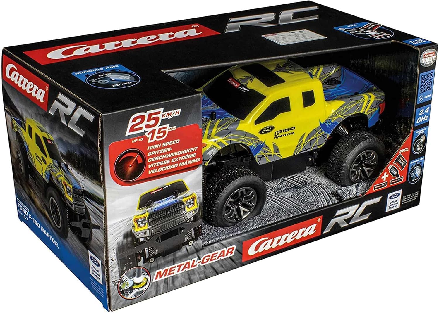 Carrera 370182020 Carrera RC Ford F-150 Raptor zdalnie sterowana ciężarówka autentyczność dzięki oryginalnej licencji i lekkiej, wydajnej konstrukcji wytrzymała konstrukcja
