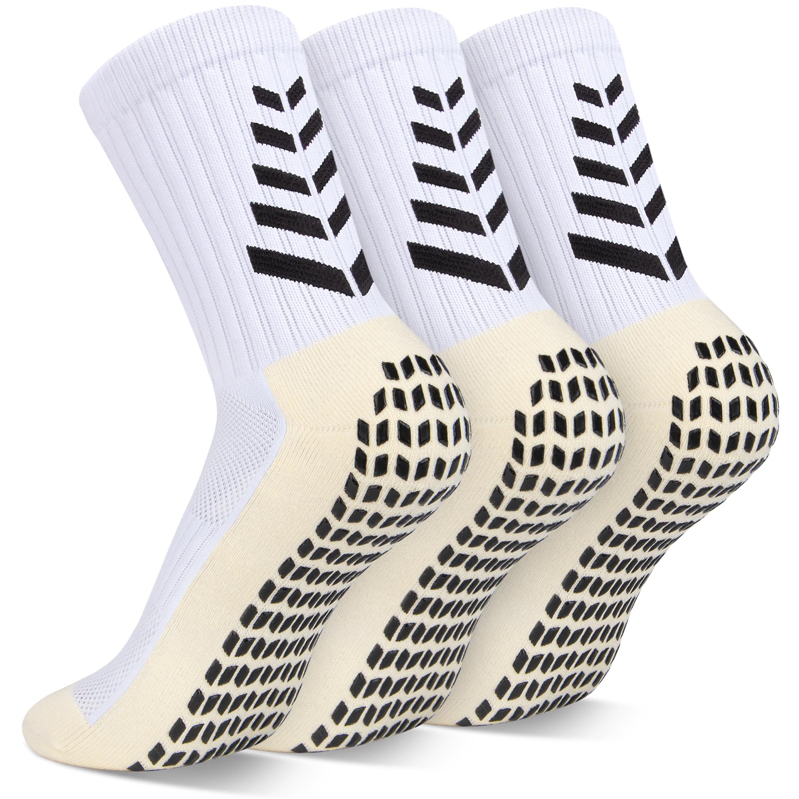 LUROON Calze Antiscivolo Calcio Uomo 37-46, 3/4 Paia Calzini Grip Calcio in Silicone Grip Anti Vesciche Calzini Sportivi Donna Traspirante Calze Antiscivolo Calcio per Ciclismo Trekking