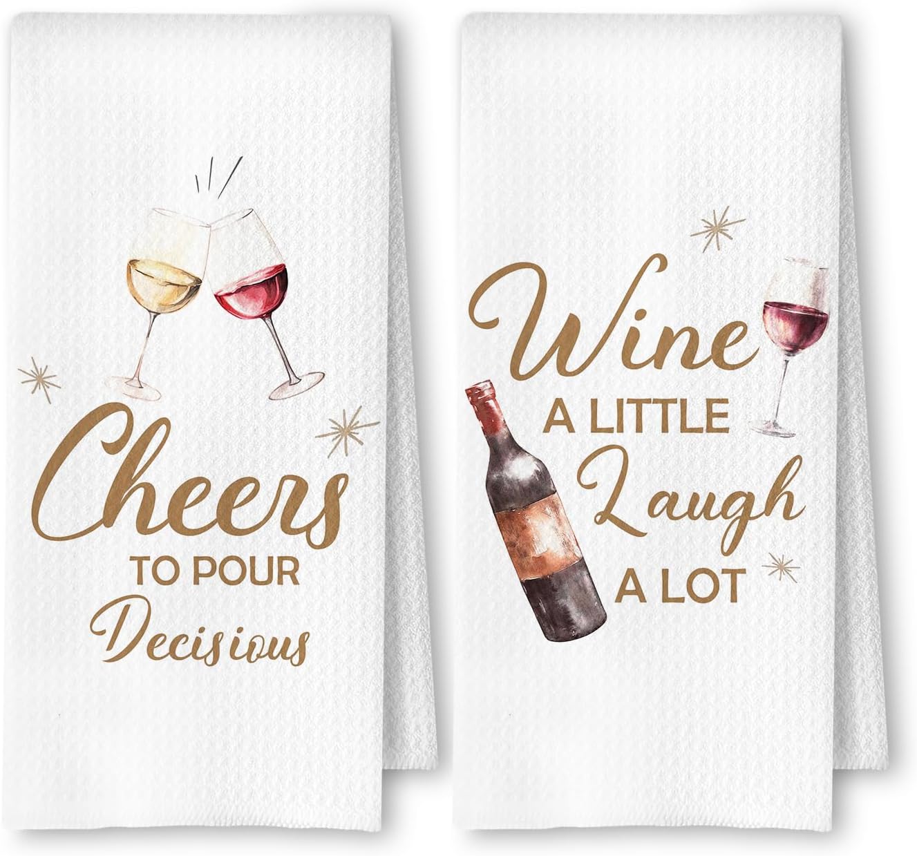 Wine Kitchen Towels Set of 2, Wine Gifts for Lovers Women Dish Tea Bar Towels for Bartender Kitchen Decor, Bartender Gifts Hand Towels for Bar Decor, 16x24 Inches