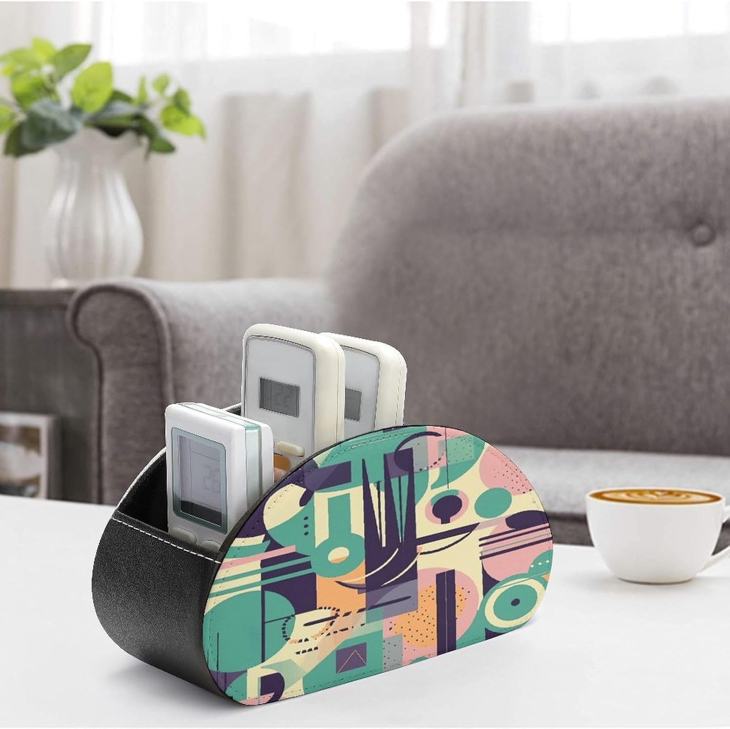 Personalized PU Leather Remote Control Holder with 5 Compartments image 4