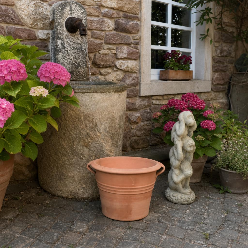 Sorbus Pot de fleurs en terre cuite avec poignées et trou de drainage, pot de fleurs et pot de fleurs en différentes tailles Ø 41-63 cm pour jardin, terrasse et balcon, design méditerranéen (41 cm de