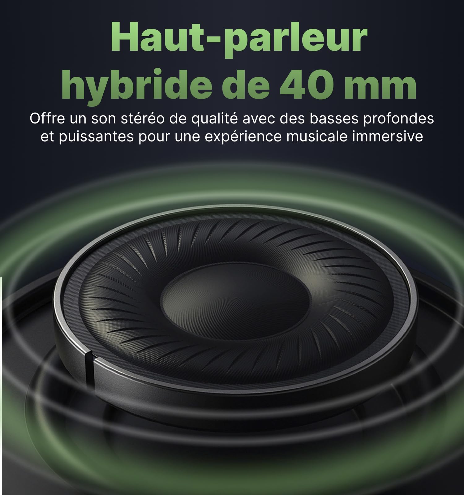 Hmusic MS04 Casque Bluetooth Réduction de Bruit Active, sans Fil/Filaire