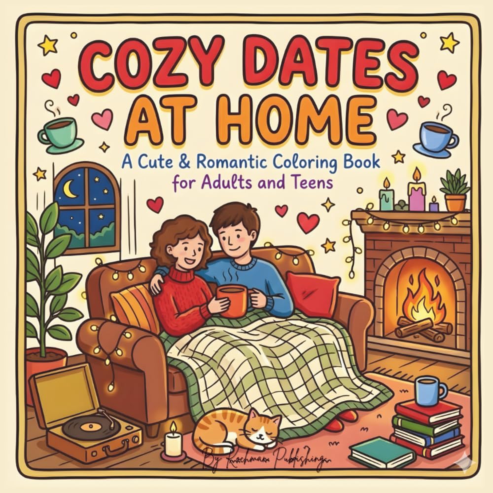 Cozy Dates at Home: A Cute & Romantic Coloring Book for Adults and Teens Featuring Stay-In Love, Hygge Moments & Peaceful Together Time