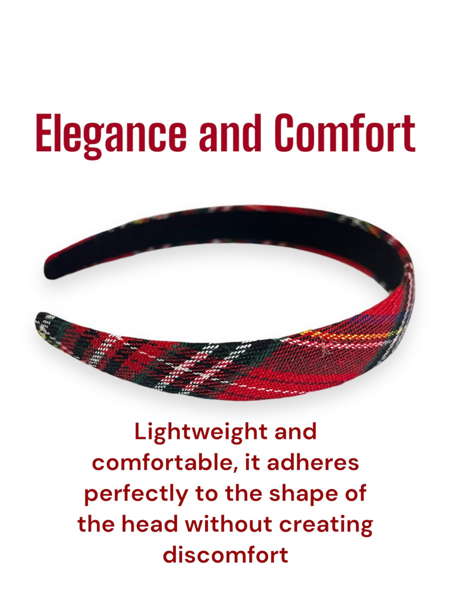 Cerchietto per Capelli Bambina in Tartan Scozzese Rosso (Rosso, Dai 3 anni in su)